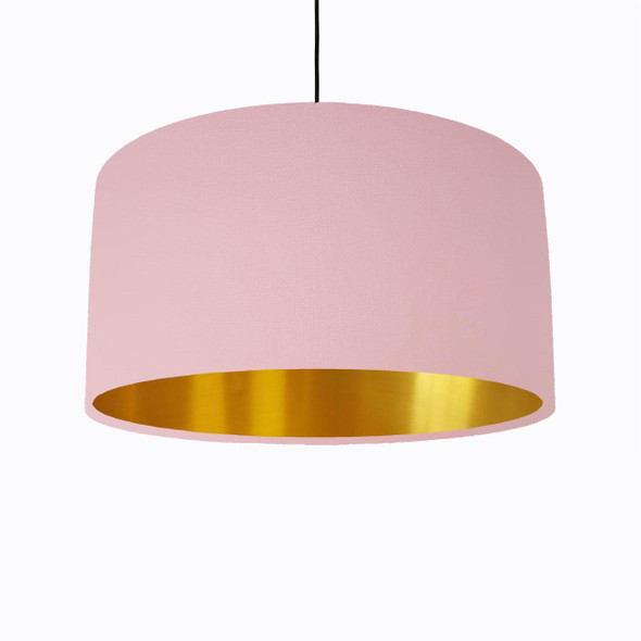 Light Pink Lampshade in Cotton with a Gold Lining