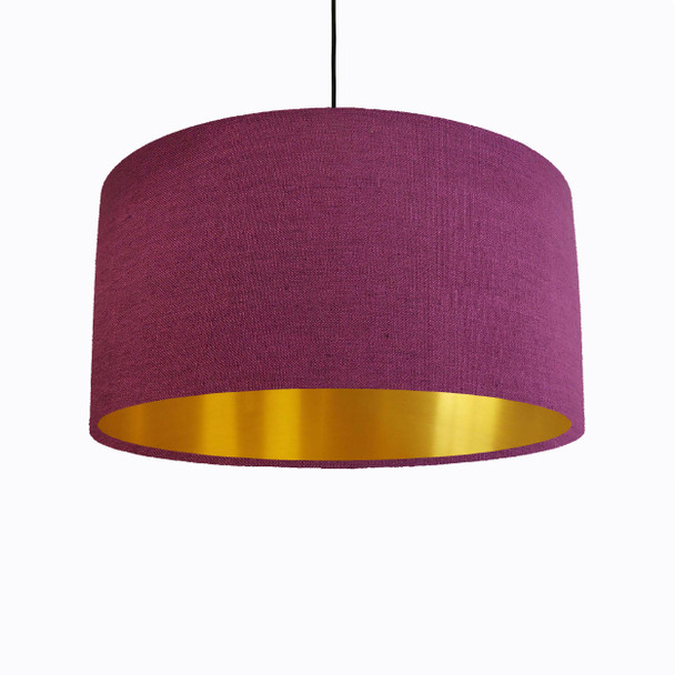 Plum Purple Lampshade in Linen with Gold Lining
