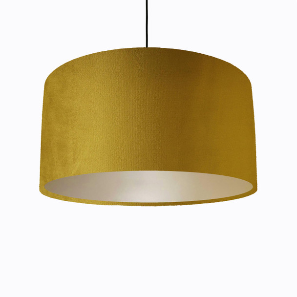 Mustard Yellow Lampshade in Velvet with Champagne Lining