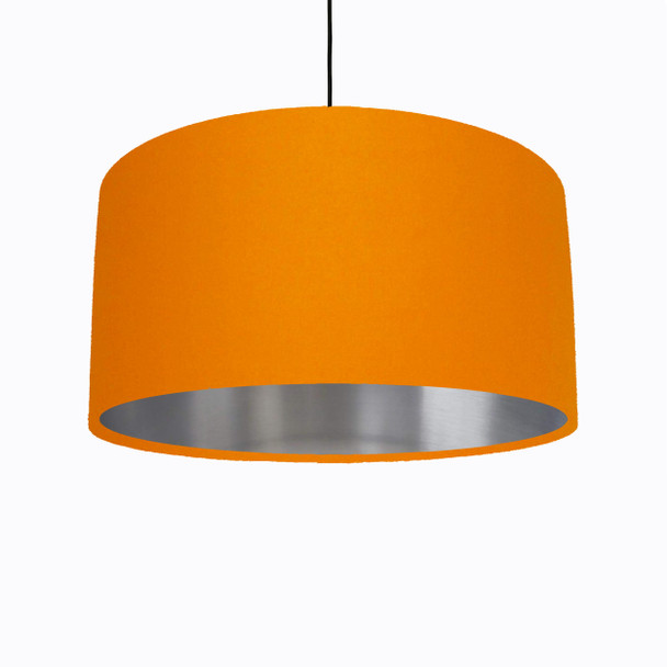 Orange Lampshade in Cotton with Silver Lining