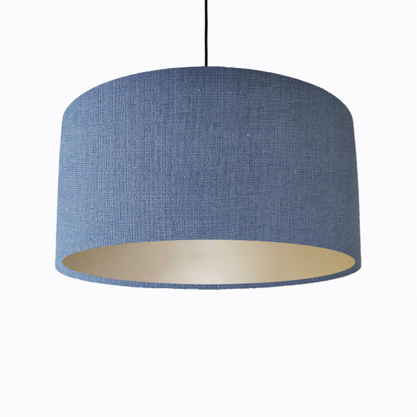 Light Blue Lampshade in Linen with Champagne Lining