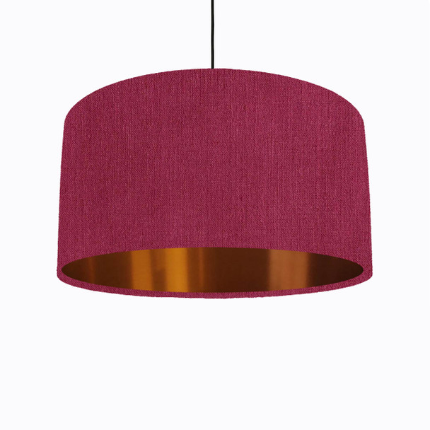 Red Lampshade in Linen with a Copper Lining