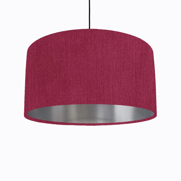 Red Lampshade in Linen with a Silver Lining