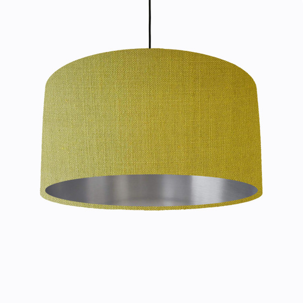 Pistachio Green Lampshade in Linen with Silver Lining