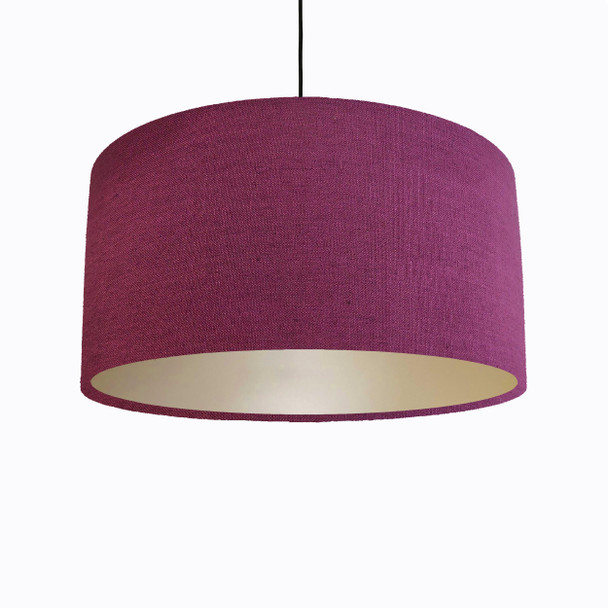 Plum Purple Lampshade  in Linen with Champagne Lining