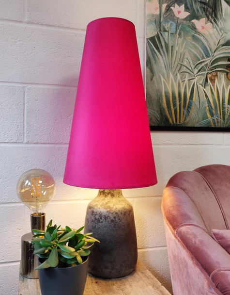 Cerise Pink Extra Tall Cone Lampshade in Velvet