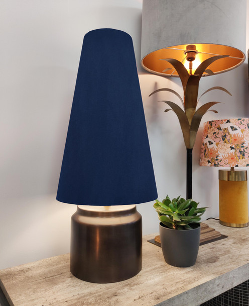 Extra Tall Cone Lamp shade in Navy Blue Velvet