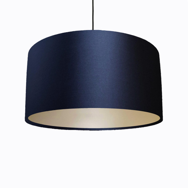 Midnight Blue Lampshade in Satin with Champagne Lining