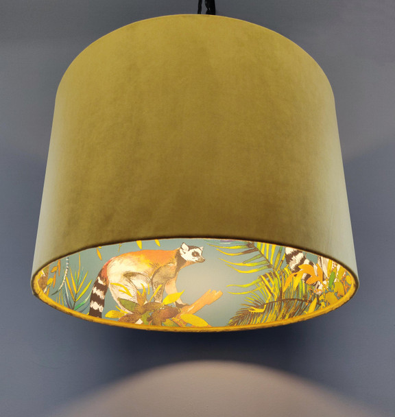 Lemur Lampshade with Mustard Velvet
