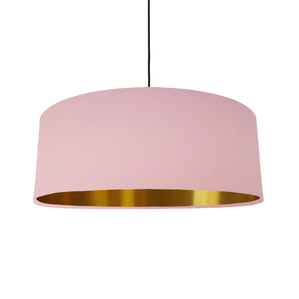 Extra Large Lampshade in Light Pink Cotton and a Brushed Gold Lining