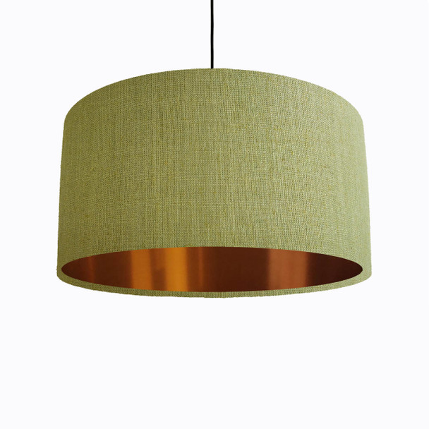 Fern Green Lampshade in Linen with Copper Lining