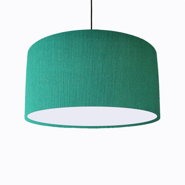 Turquoise Linen Lampshade with White Lining