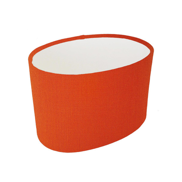 Oval Lampshade in Orange Linen fabric and White Lining