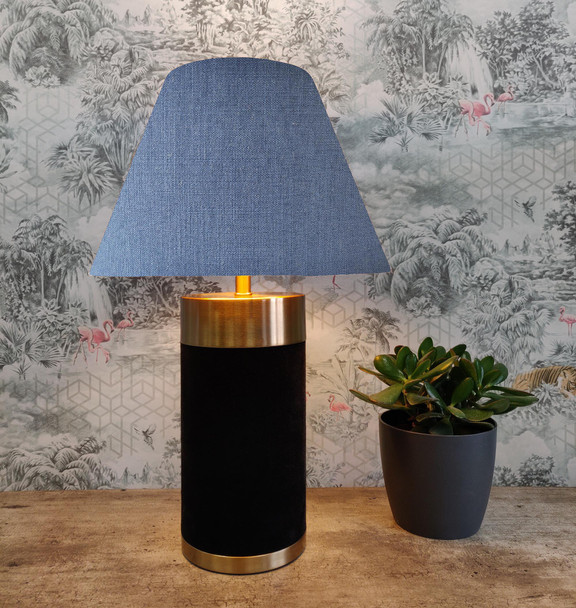 Empire Lampshade in Light Blue Linen Fabric and Choice of Lining