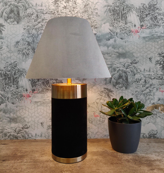 Empire Lampshade in Grey Velvet Fabric and Choice of Lining