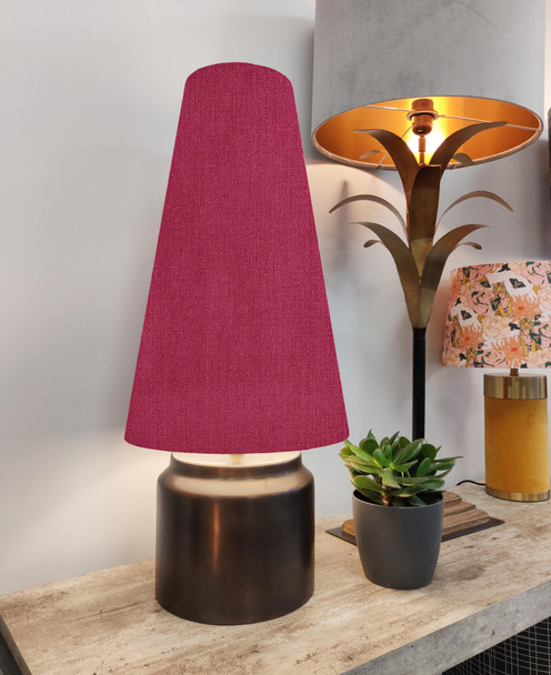 Extra Tall Red Linen Lampshade in a Conical Cone Design