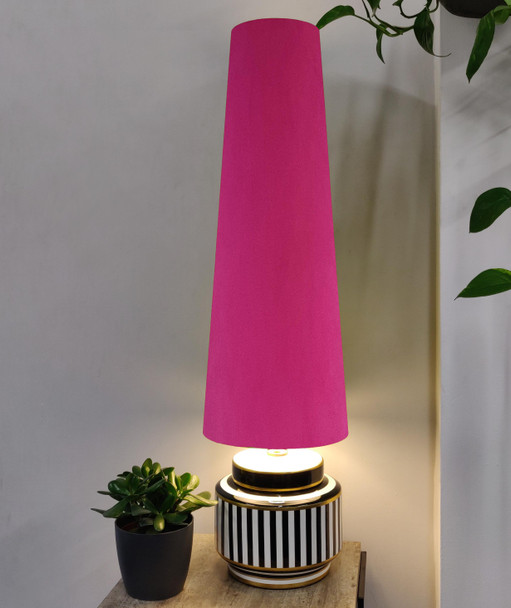 Tall Conical Lampshade in 70cm Height and Pink Velvet Fabric