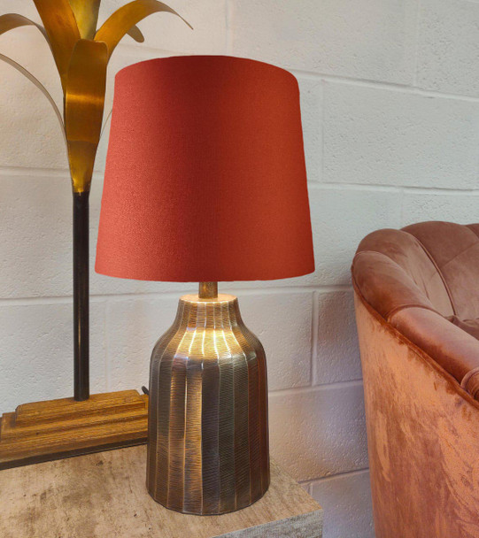 French Drum Lampshade in a Burnt Orange Satin and a Choice of Lining