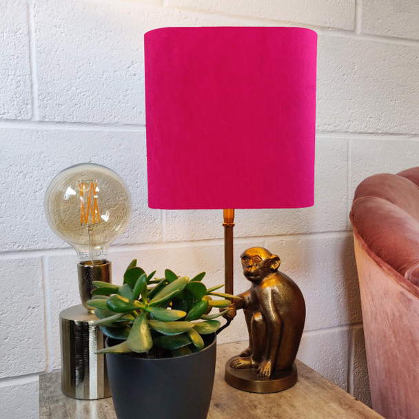 Square Cerise Pink Velvet Lamp shades with Choice of Lining