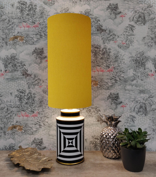 Mustard Yellow Cotton Drum Lampshade in Extra Tall Slim Design