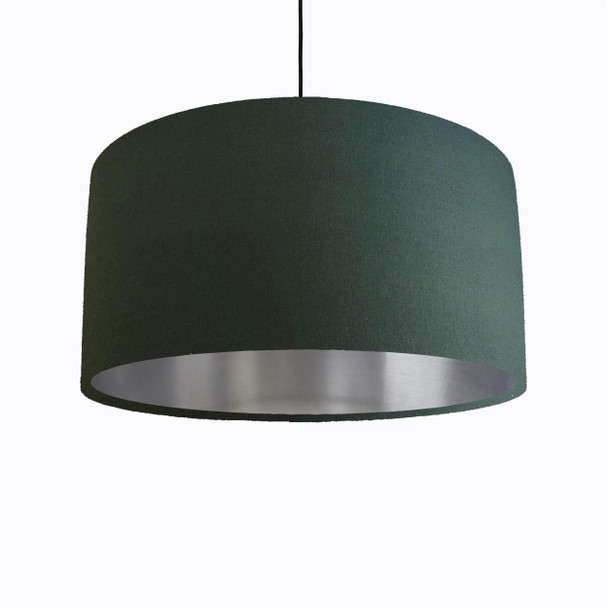 Green Cotton and Silver Lined Lampshade