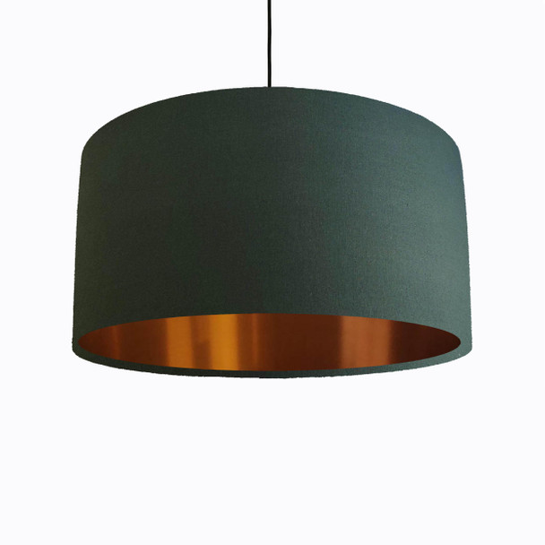 Green Cotton and Copper Lined Lampshade