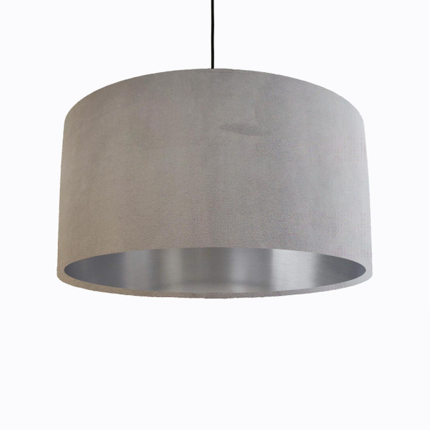 Large grey velvet lampshade clearance