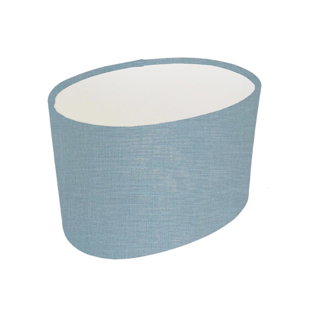 Oval Lampshade in a Duck Egg Blue Linen and White Lining