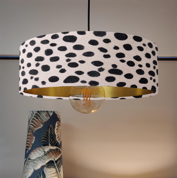 Dalmatian Velvet Ultra Slim Hanging Lampshade with Gold Lining