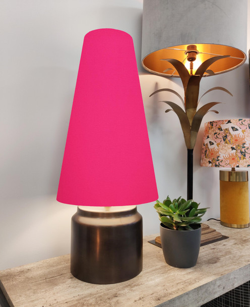 Extra Tall Bright Pink Cotton Lampshade in a Conical Cone Design