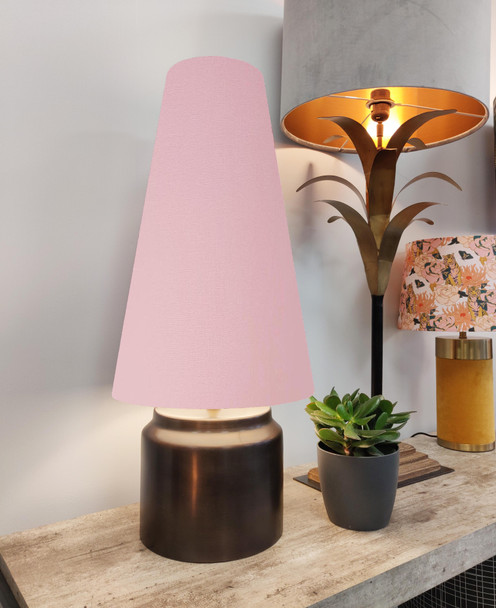 Extra Tall Light Pink Cotton Lampshade in a Conical Cone Design