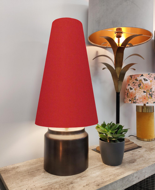 Extra Tall Red Cone Lampshade in Cotton