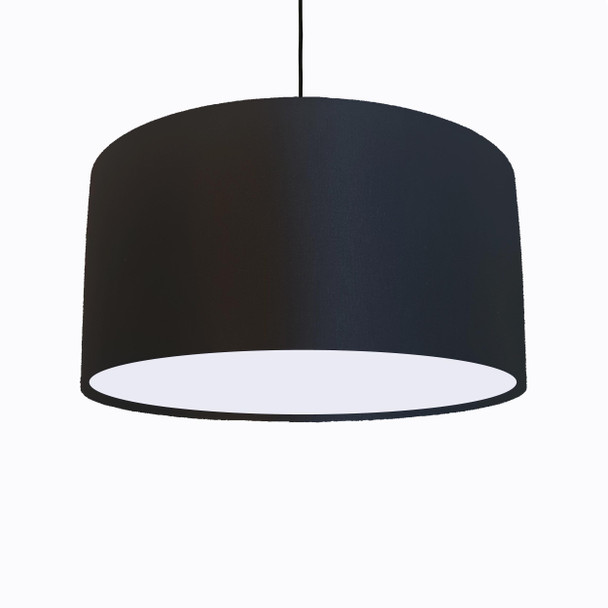 Black Lampshade in Satin with White Lining