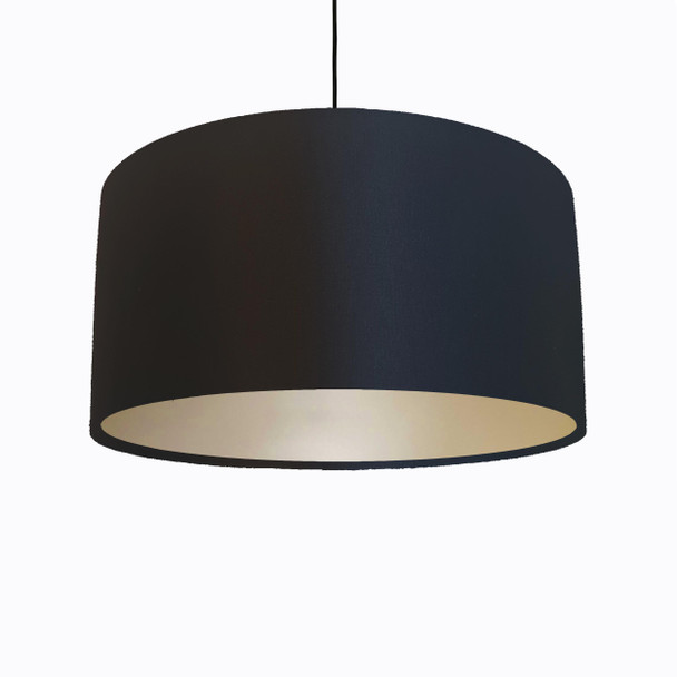 Black Lampshade in Satin with Champagne Lining