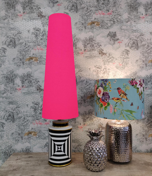 Extra Tall Cone Lampshade in Bright Pink Cotton (70cm Tall)