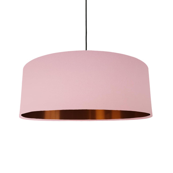 Extra Large Lampshade in Light Pink Cotton and a Brushed Copper Lining