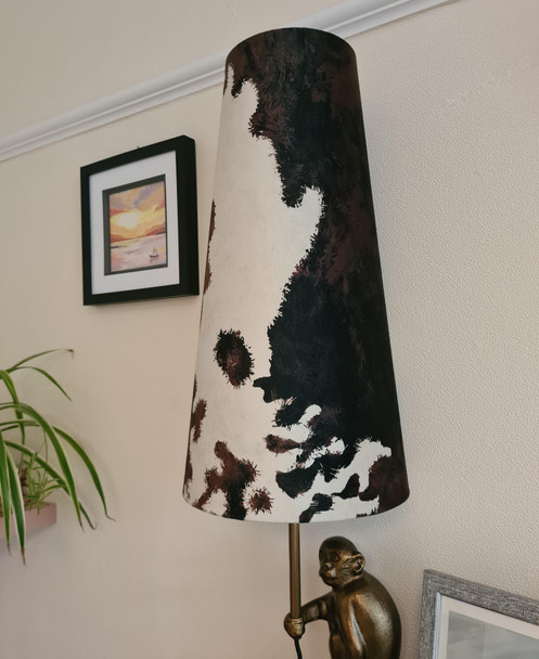Cowhide Extra Tall Cone Lampshade in Velvet Fabric