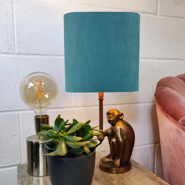 Square Teal Blue Velvet Lamp shades with Choice of Lining