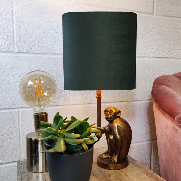 Square Forest Green Lampshade in Velvet with Choice of Lining