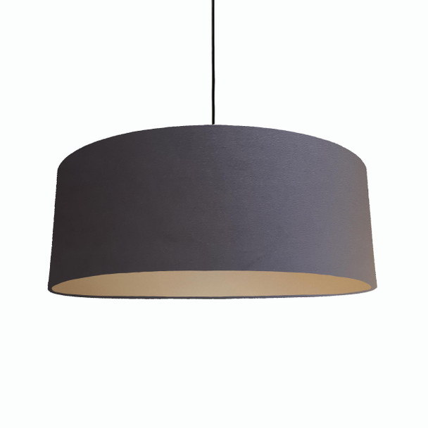 Extra Large Lamp shade in Dark Grey Velvet and a Champagne Lining