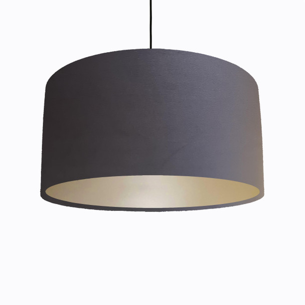 Dark Grey Velvet Lampshade with Champagne Lining