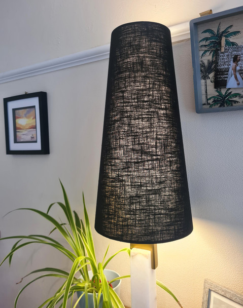 Extra Tall Black Cone Lampshade in a Textured Linen Fabric