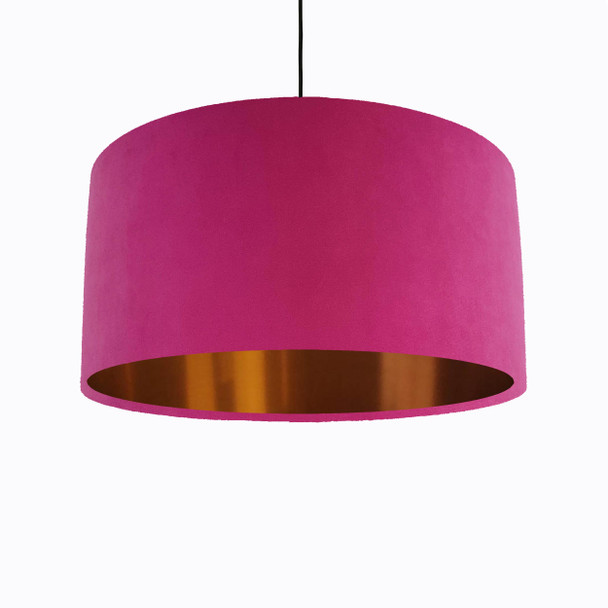 Pink Lamp shade in Velvet with Copper Lining