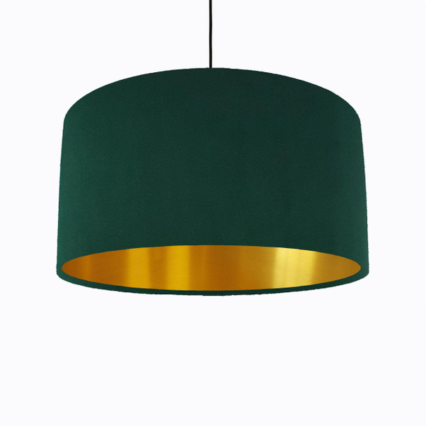 Green Lampshade in Velvet with Gold Lining