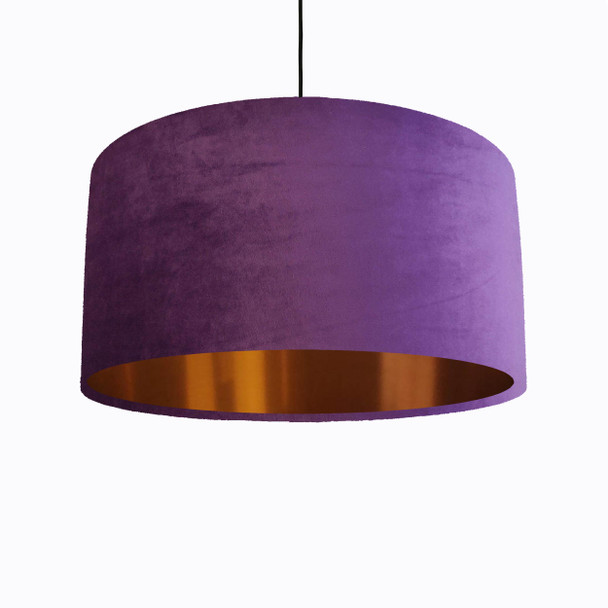 Purple Lampshade in Velvet with Copper Lining