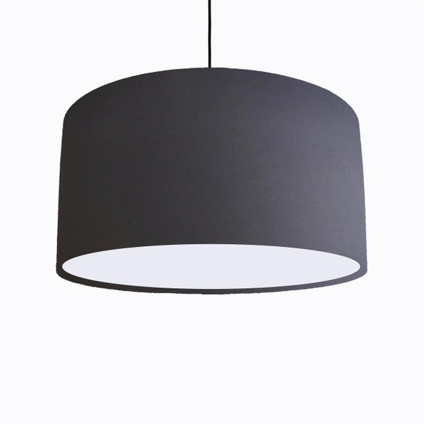 Dark Grey Lampshade in Cotton with White Lining