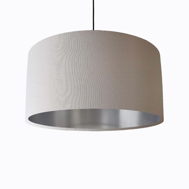 Light Grey Lampshade in Cotton with Silver Lining