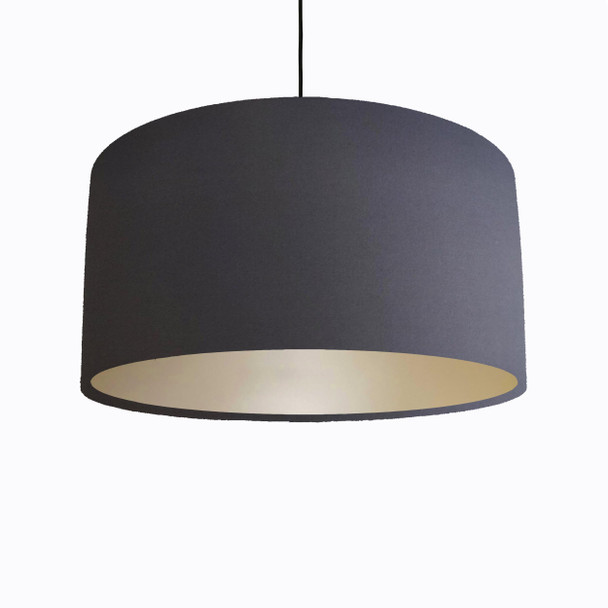 Dark Grey Lampshade in Cotton with Champagne Lining