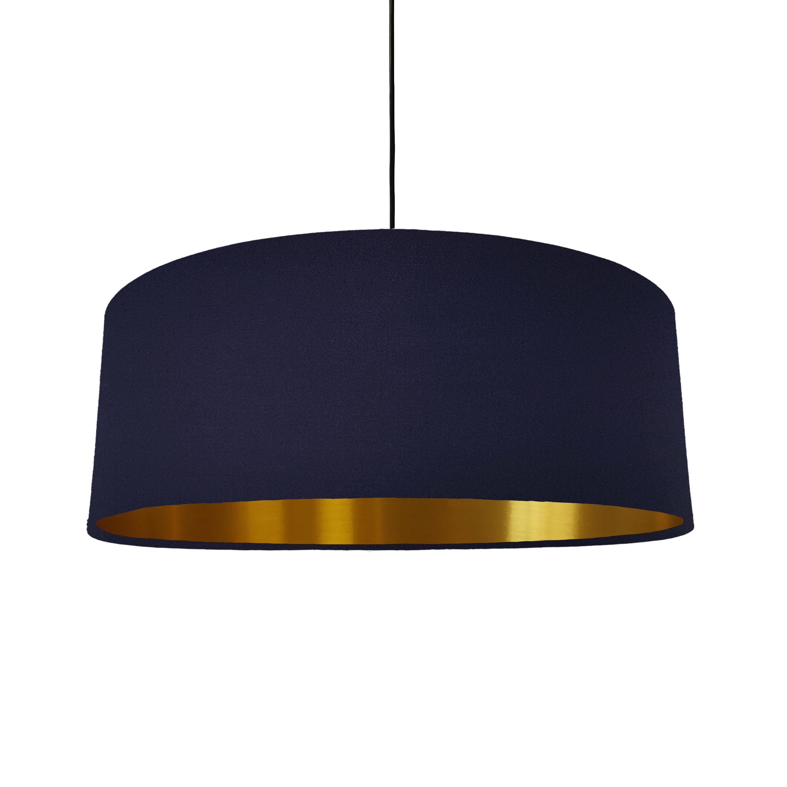 Extra Large Lampshade in Navy Blue Cotton and a Brushed Gold Lining