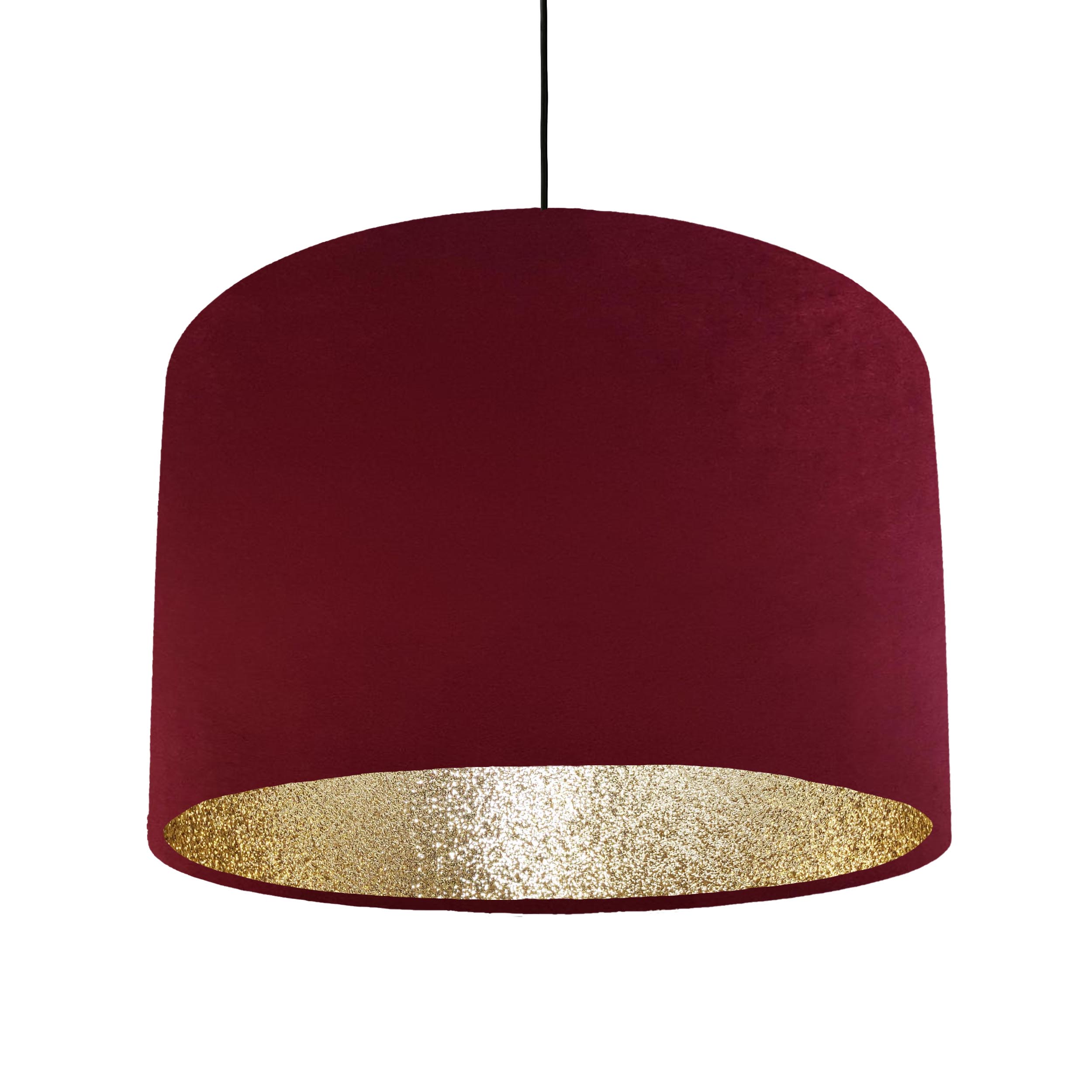 Red Velvet and Gold Glitter Lined Lampshade